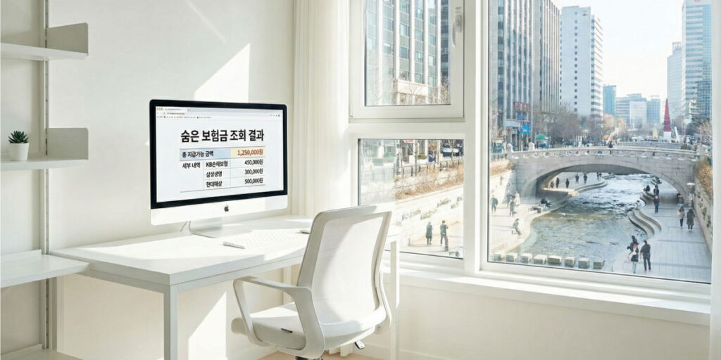 보험 가입내역 조회 사이트 화면 생명보험 손해보험 통합조회