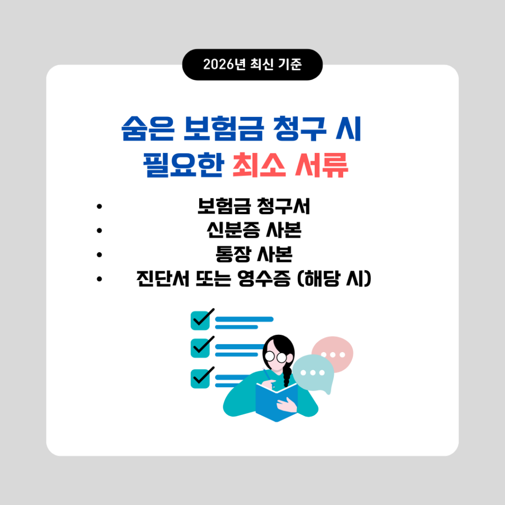 숨은 보험금 청구 시 필요한 최소 서류 목록 안내 이미지
